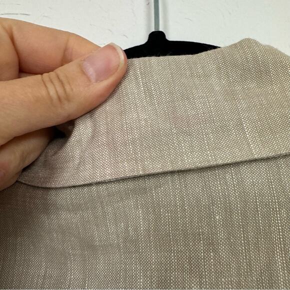 Vintage Beige & Cream Linen Button Down Shirt Womens 2 Short Sleeve Beachy Top - Picture 8 of 8